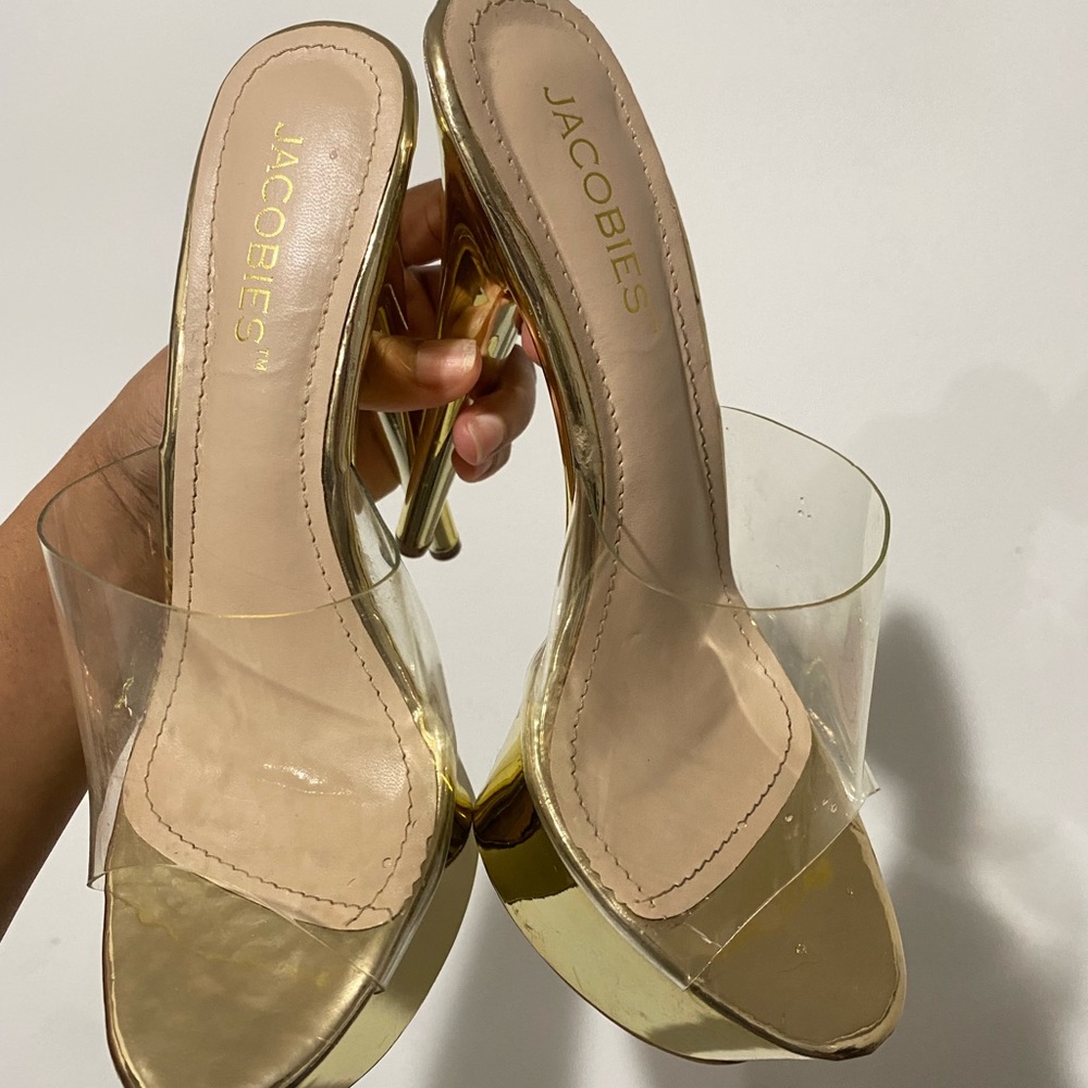 Gold stripper heels